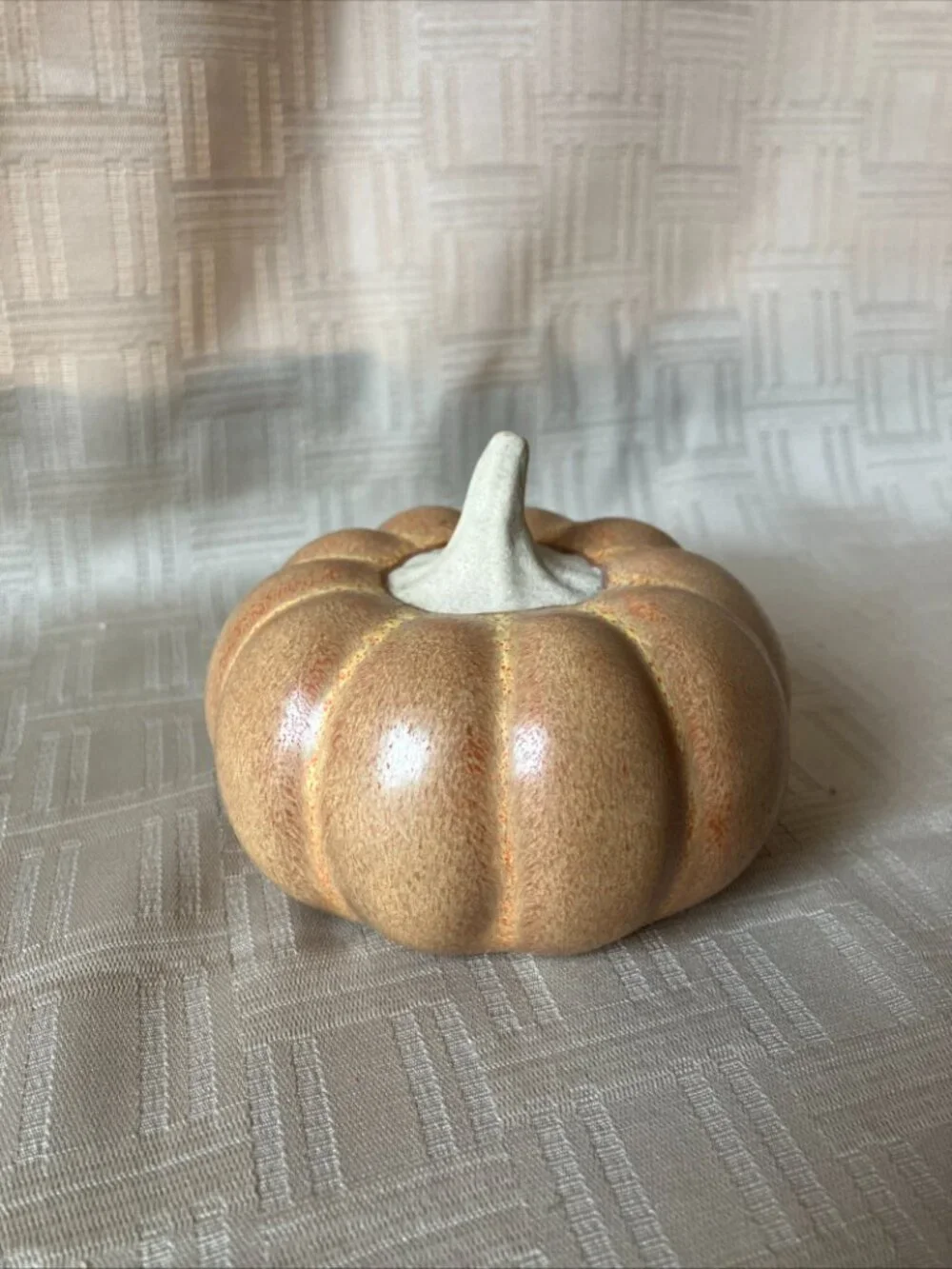 Decorative Ceramic Pumpkin Small Round Speckled Tan, Yellow & Orange Fall